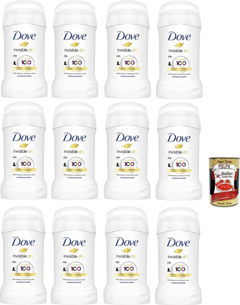 Dove, Deodorant Invisible Dry Stick, Anti -Draining Deo Stick, mit 1/4 feuchtigkeitsspendenden Creme, Nullflecken, 48 Stunden, mit nahrhaftem Öl, ...