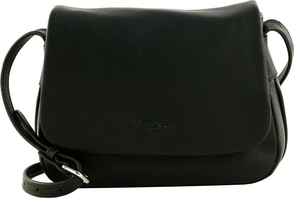 Lacoste City Court Flap Crossover - Borsa a Tracolla in Pelle Noir