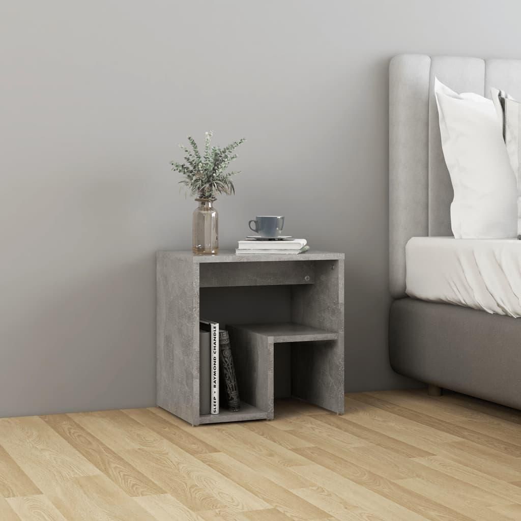 vidaXL Comodino grigio cemento 40x30x40 cm in materiale Immagine del prodotto 
