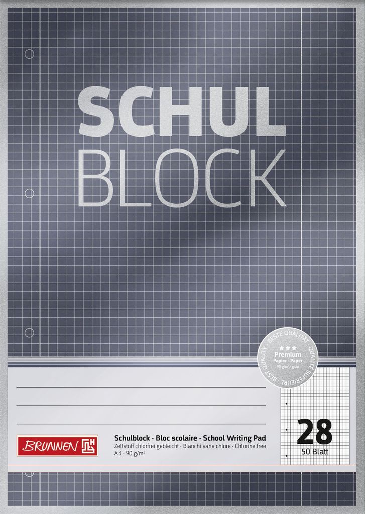 BRUNNEN 1052628 Bloc Premium "Bloc scolaire" A4 quadrillé, Image du produit 