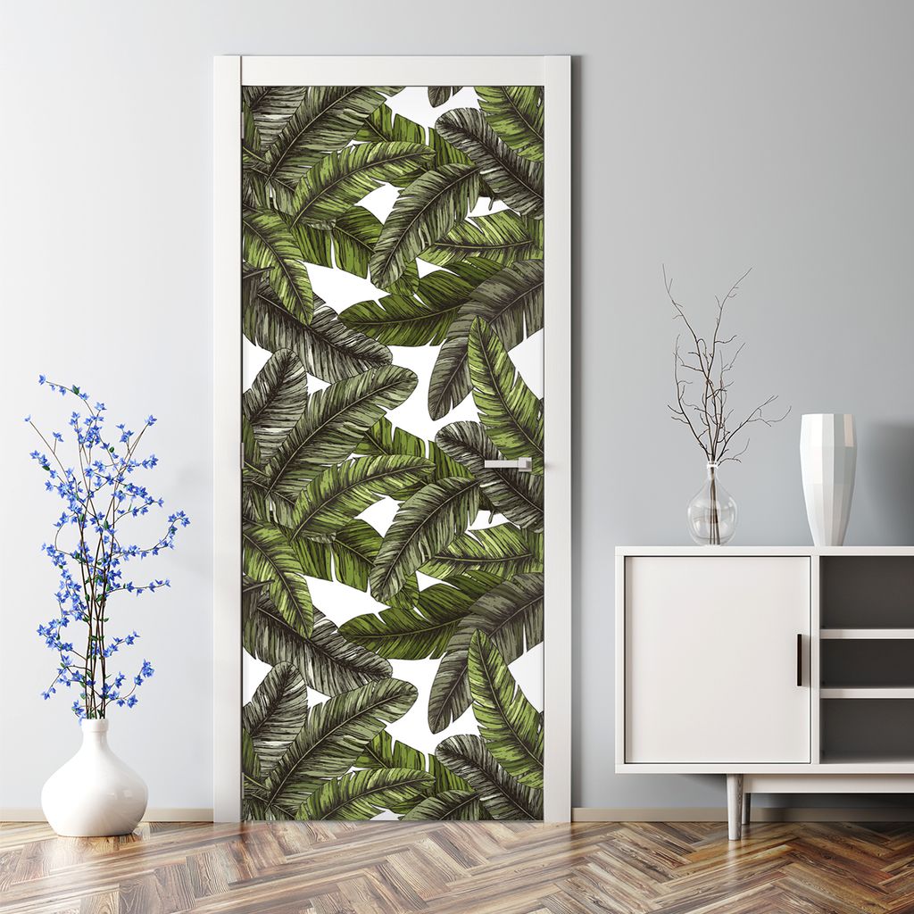 Dekorative selbstklebend Klebefolie Türtapete Türaufkleber Aufkleber Warme Bananenblätter 70 x 200 cm