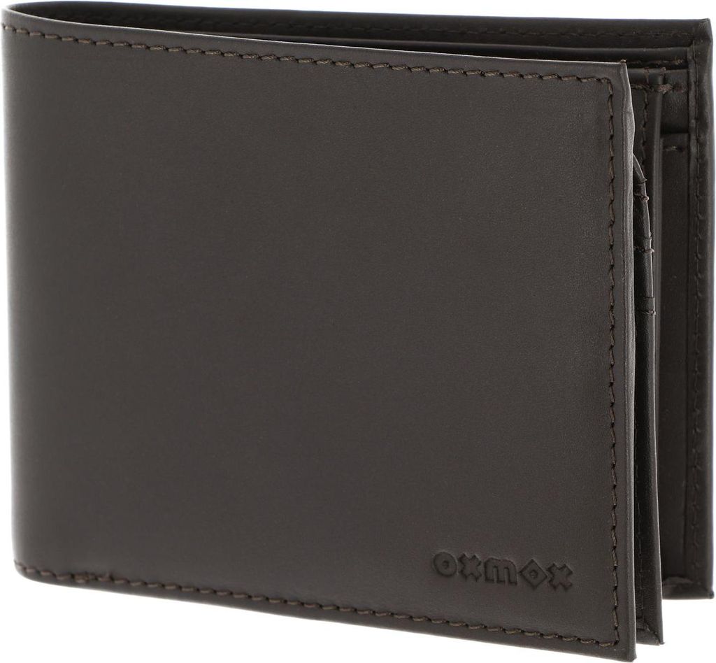 oxmox Leder Geldbörse Leather RFID Protect Querscheinbörse Pure 2.0 Embossed Brown dunkelbraun