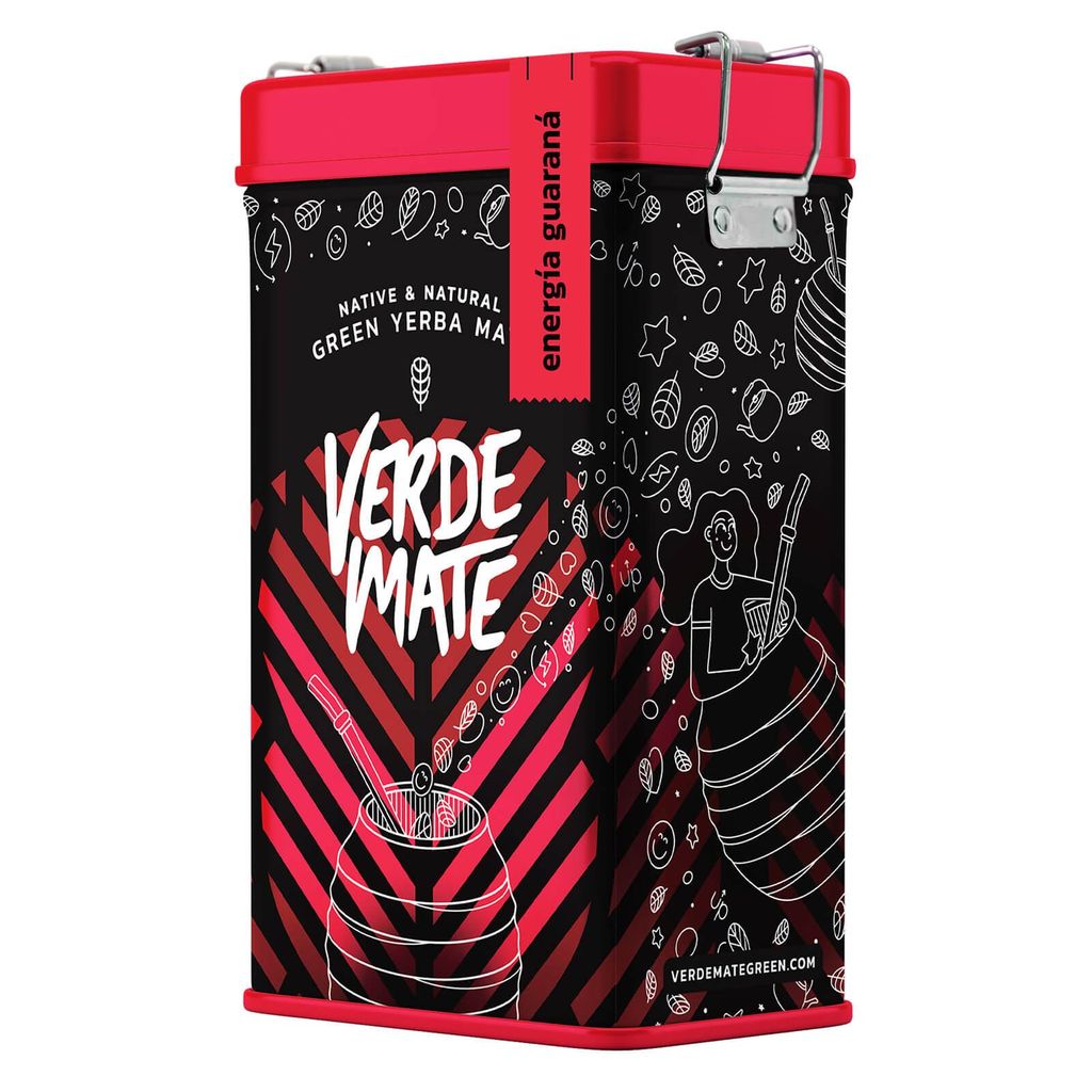 Verde Mate - Mate Tee in Dose Guarana 500g - 5mm Dicke Blätter, Staubfrei - Mild - Stärker Als Klassische Mate - Luftgetrocknet - Yerba Mate Bras...