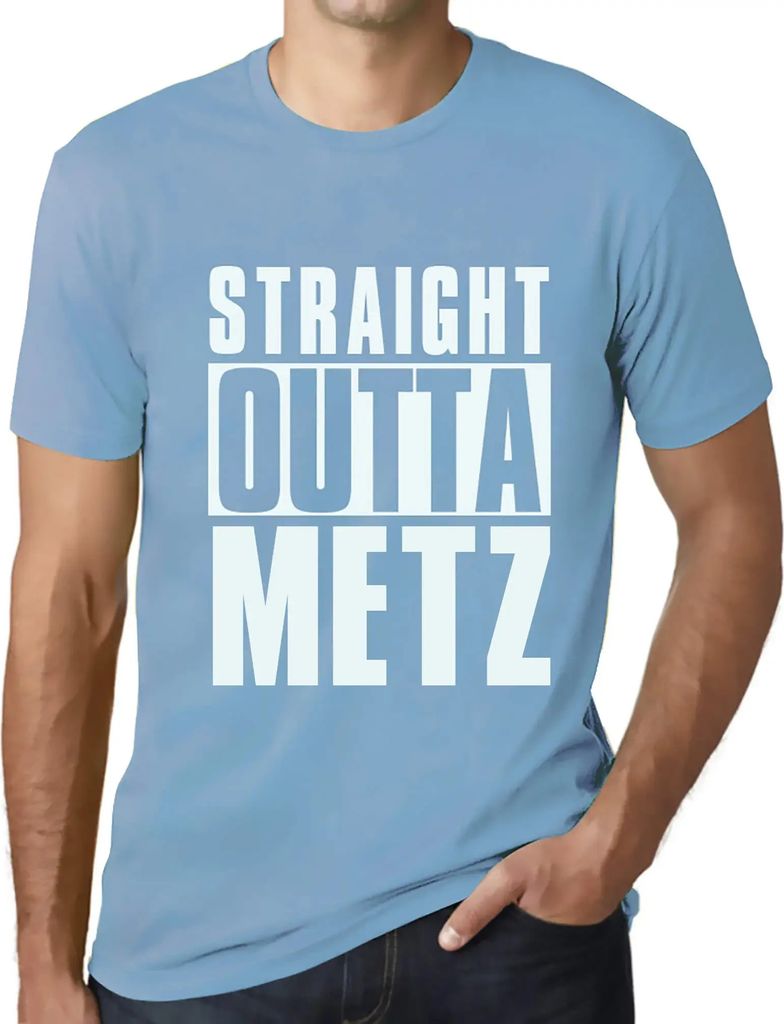 Herren Grafik T-Shirt Straight Outta Metz Öko-Verantwortlich Vintage Jahrgang Kurzarm Lustige Druck Geburtstag Geschenk Mann