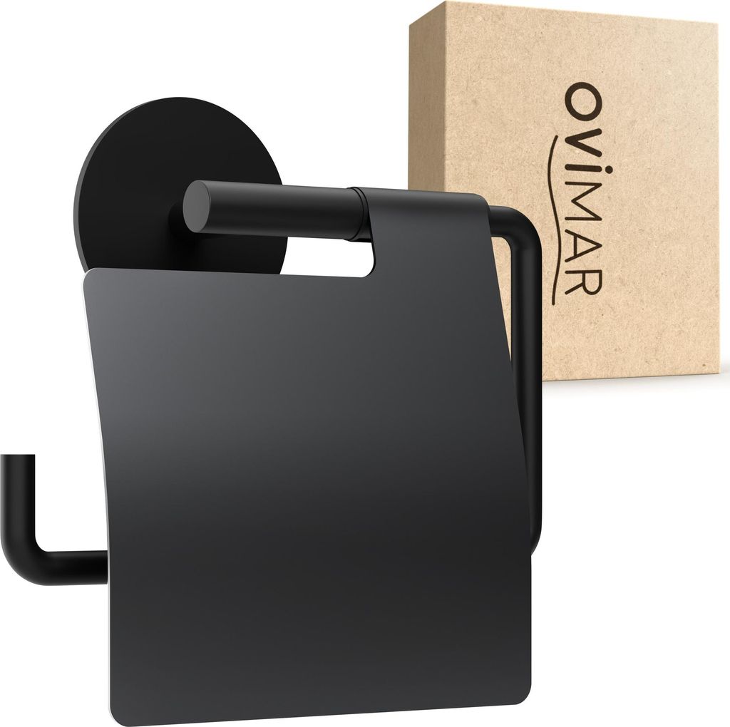 ovimar Toilettenpapierhalter Heroya mit Deckel ohne Bohren Produktbild 
