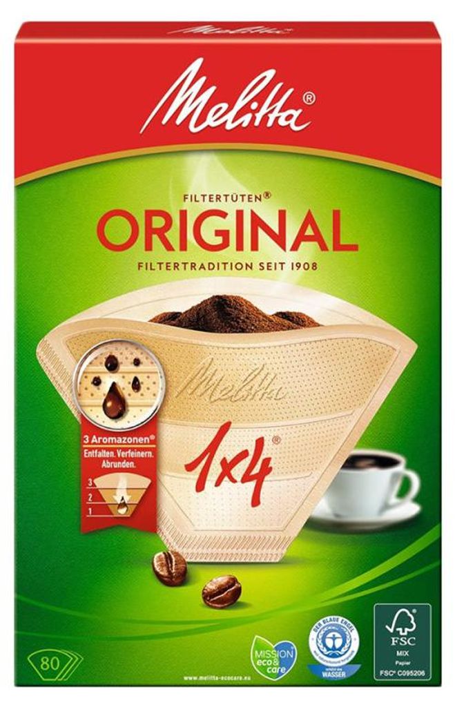 Melitta 6658076 Filtro caffè 1x4 -80 pezzi- per macchine da Immagine del prodotto 