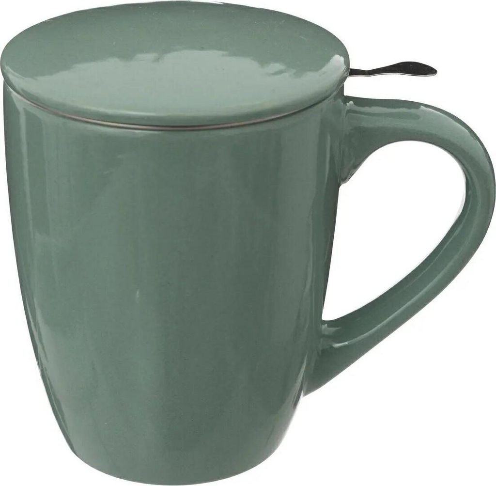 Secret de Gourmet | Tasse mit Teesieb - Lian - 320 ml - Grüner Keramikbecher - Elegantes Design - Geschenkidee