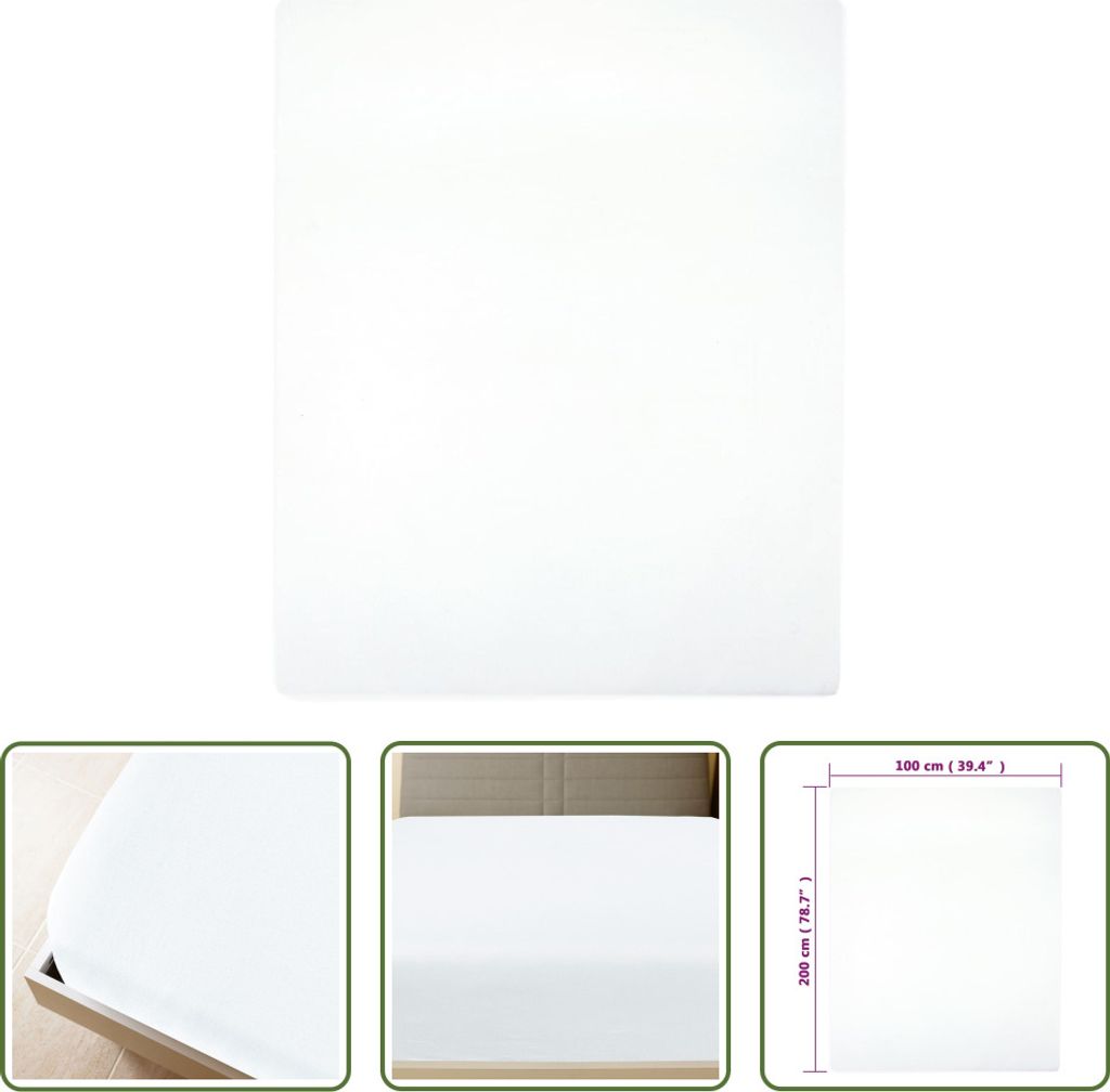The Living Store Spannbettlaken 2 Stk. Jersey Weiß 100x200 cm Baumwolle