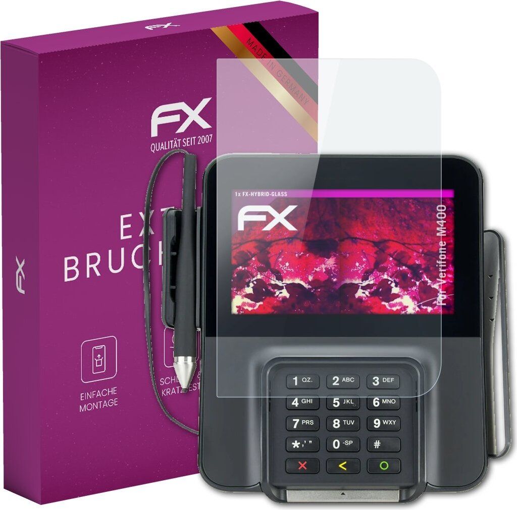 atFoliX FX-Hybrid-Glass Displayfolie kompatibel mit Verifone M400 Glasfolie