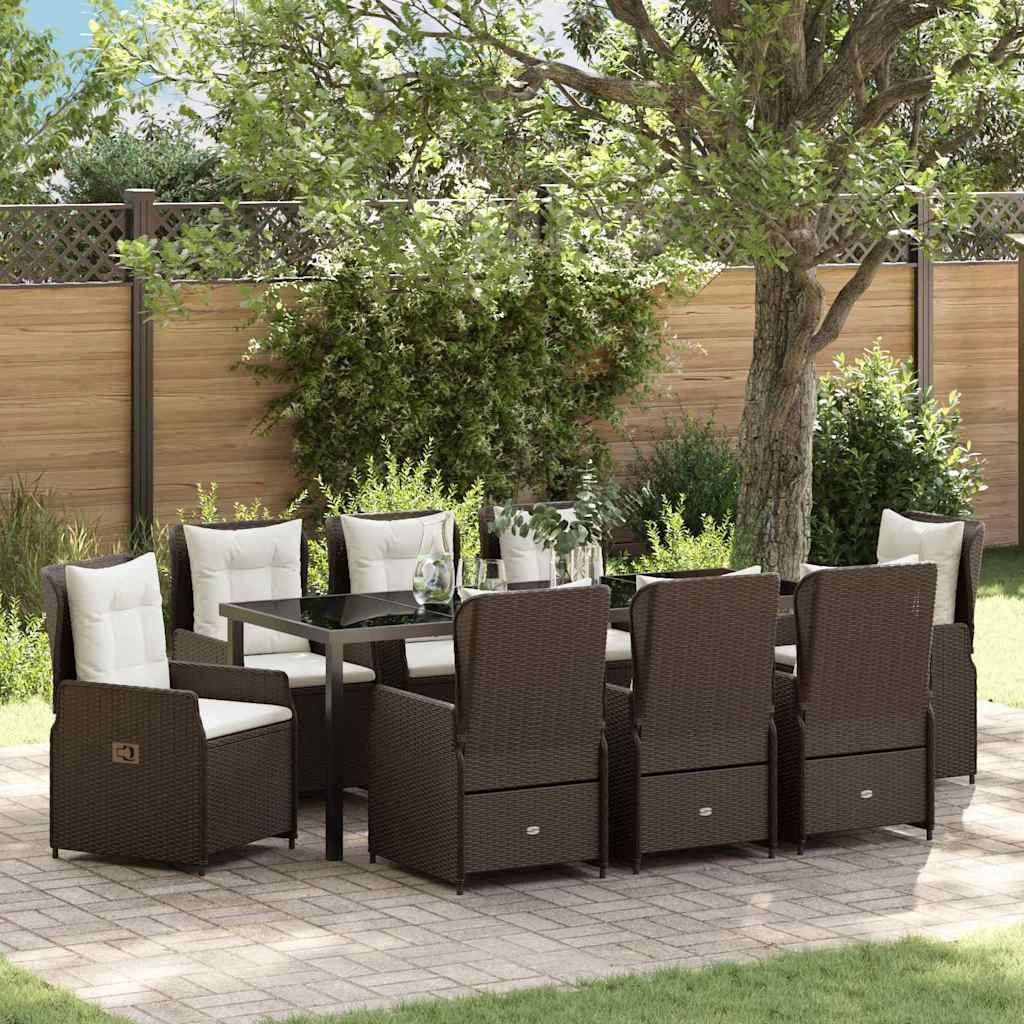 Maison Exclusive - Garten Essgruppe 9 pcs Braun Poly-Rattan