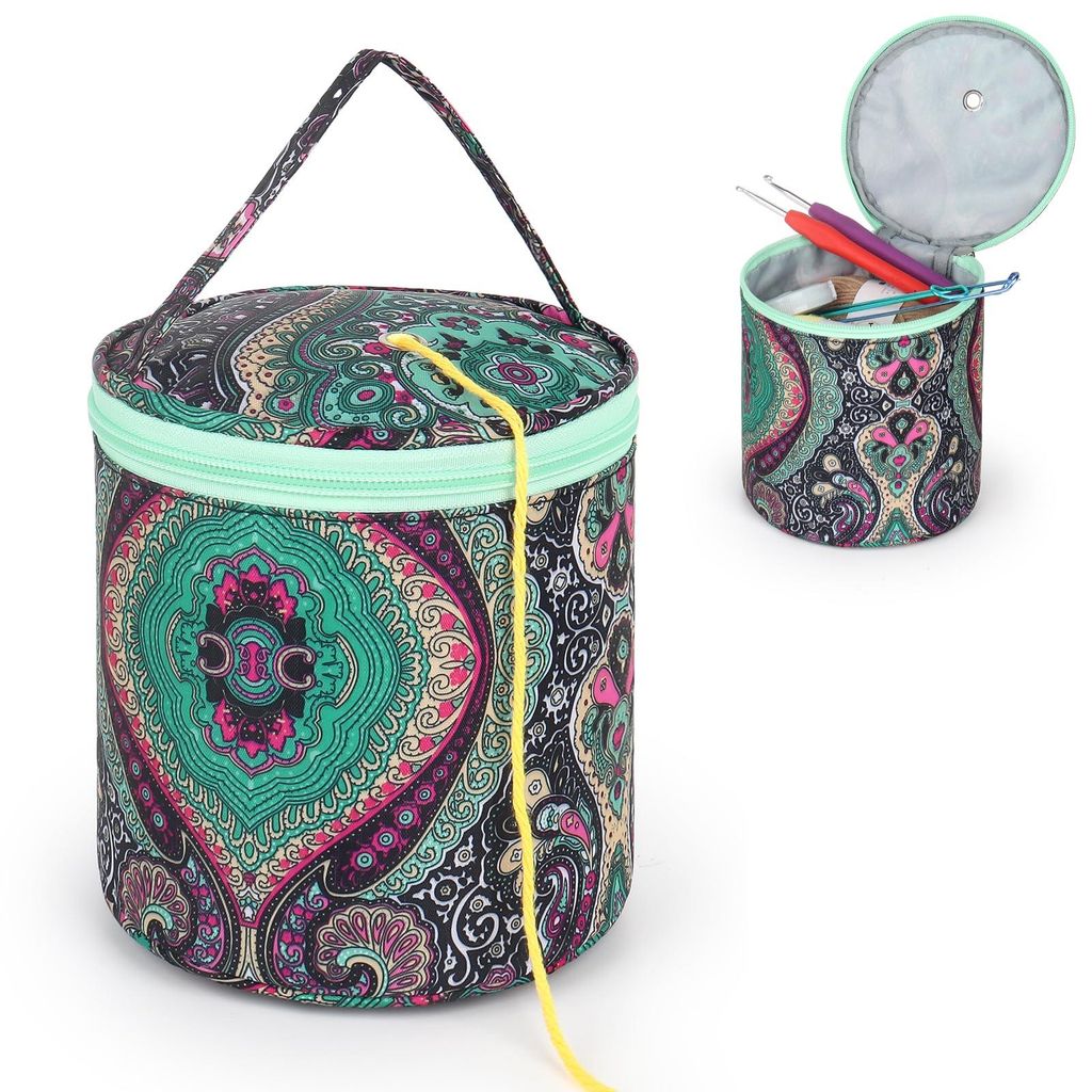 Stricktasche Klein Aufbewahrungstasche für Unterwegs, Mini Handarbeitstasche für Garn, Zubehör, Häkelnadel, Kurze Stricknadeln Aufbewahrung, 15...