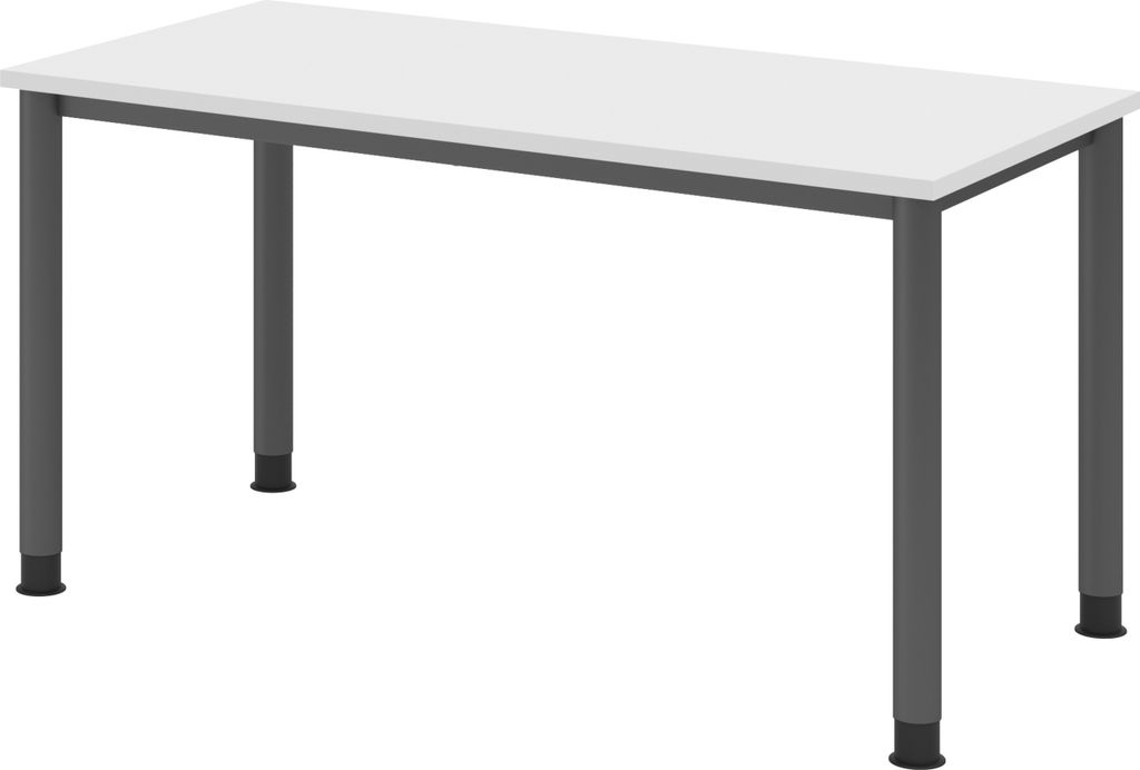 bümö Schreibtisch Serie-H (Mini) - Nachbildung: Weiß, Gestell: Graphit, Größe: 140 x 67,2 cm