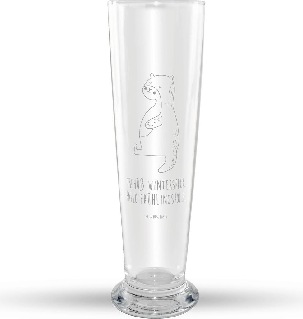 Mr. & Mrs. Panda Bierglas Otter Bauch - Transparent - Geschenk, Weißbierglas, Weizenbier Glas, Sportmuffel, Bier, Winterspeck, Mr Mrs Weizenglas, ...