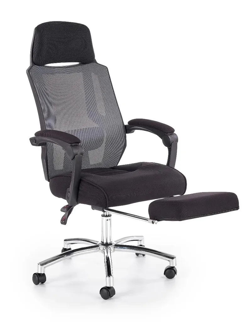 Chaise pivotante Freeman : fauteuil de bureau ergonomique gris et noir