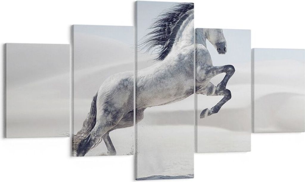 Bild auf Leinwand - Leinwandbild - Pferd Tier Natur - 125x70cm - Wand Bild - Wanddeko - Wandbilder - Leinwanddruck - Bilder - Kunstdruck - Wanddeko...