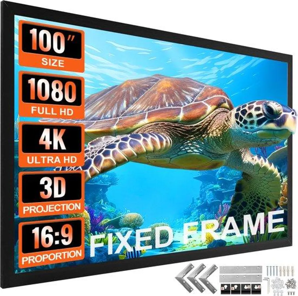 Pack Home Cinéma Projecteur Full HD avec Écran de Projection 100 Pouces