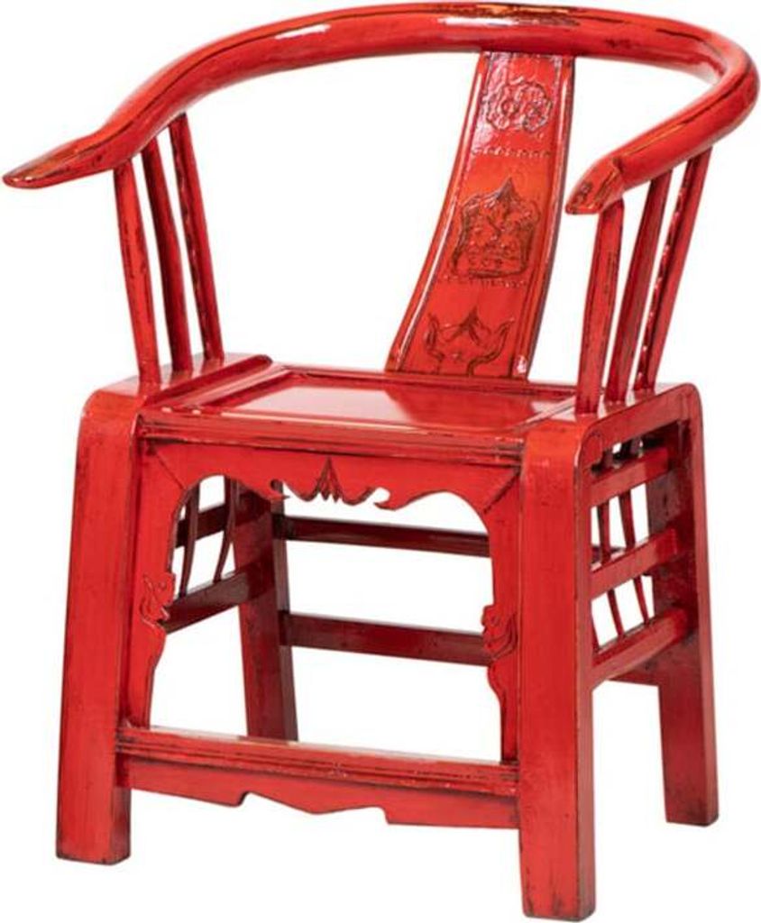 Fine Asianliving Poltrona cinese antica tradizionale rossa Immagine del prodotto 