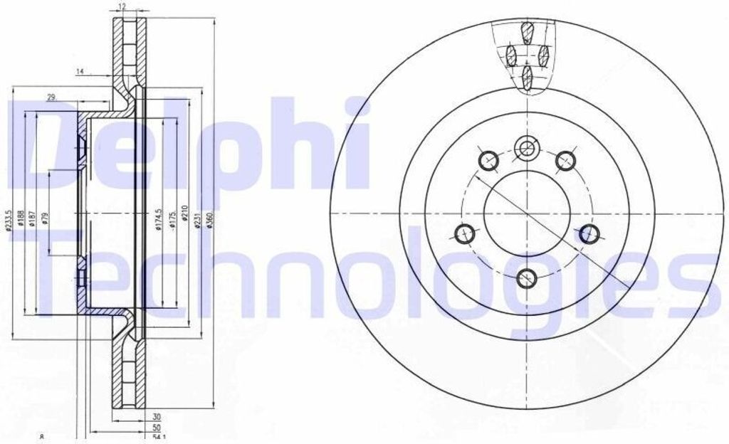 2x DELPHI Bremsscheibe BG9007C für LAND ROVER Range Rover Produktbild 