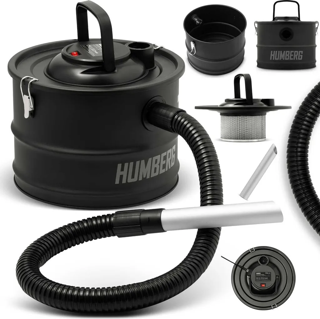 Aspirateur de cendres motorisé 1200W avec cuve 15L pour poêle à bois