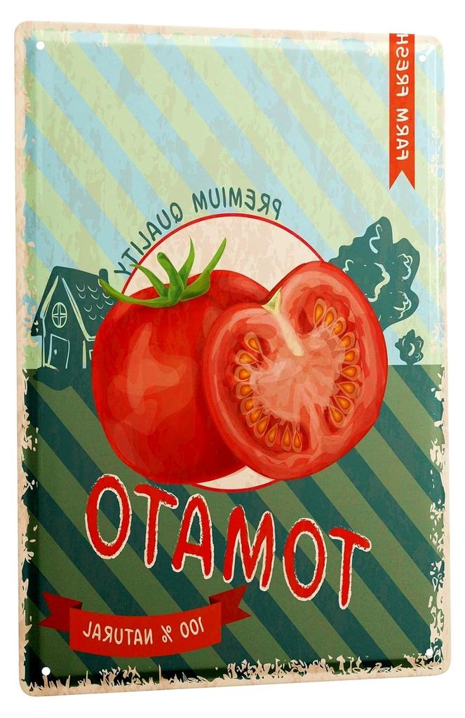 Retro Blechschild - Vintage Metall-Poster für die Küche - Motiv mit Tomaten - 20 x 30 cm