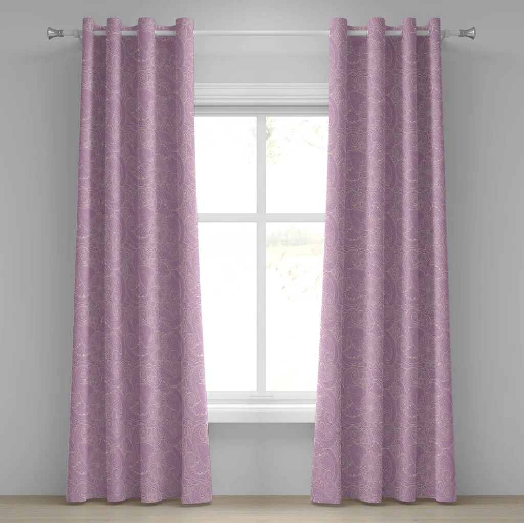 Rideau à œillets ABAKUHAUS Feuilles Motif Cachemire 280 x 245 cm Beige