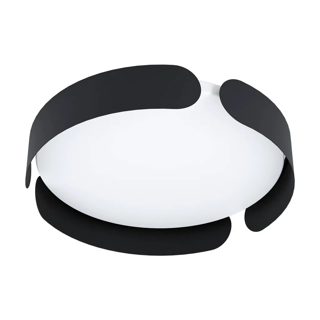 Eglo 99621 VALCASOTTO Plafonnier LED 20W Ø370mm Noir et Blanc Chaud