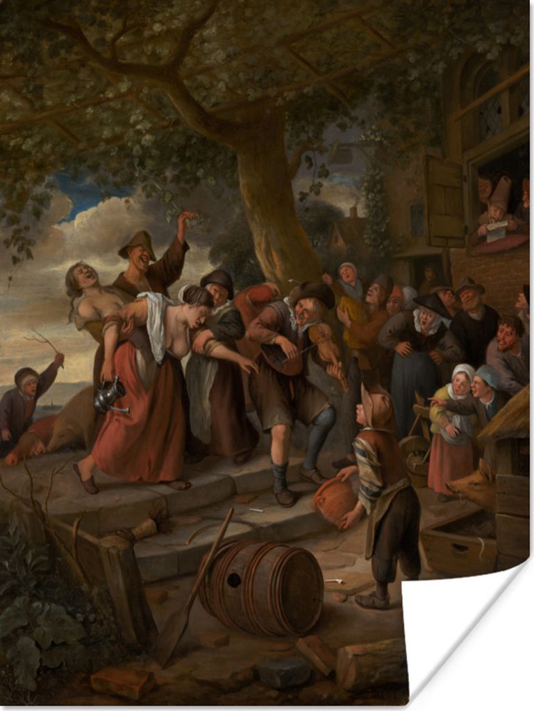 MuchoWow Poster Wer ein Schwein ist, muss im Schweinestall bleiben - Jan Steen 90x120 cm - Wohnzimmer