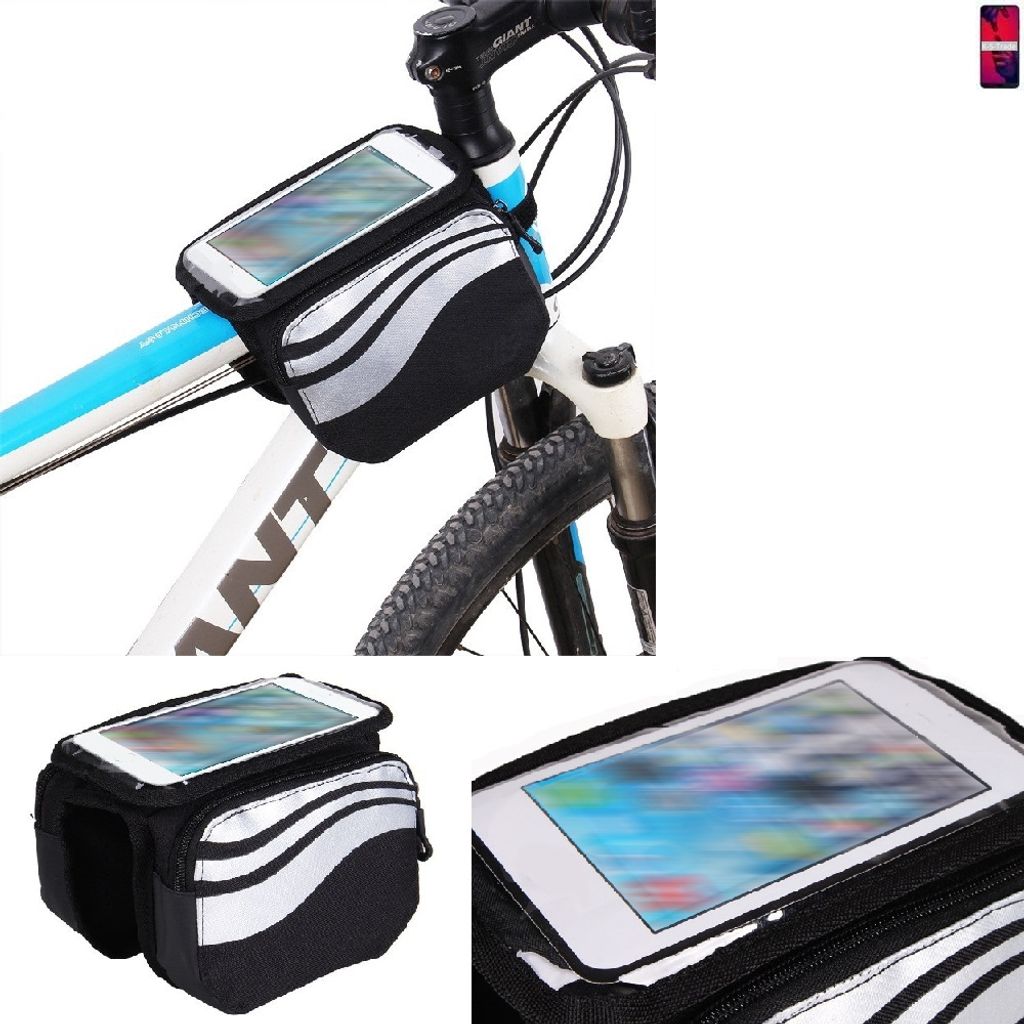 K-S-Trade Rahmentasche Fahrrad-Halterung kompatibel mit Huawei P20 Pro Dual-SIM Rahmenhalterung Fahrrad Handyhalterung Fahrradtasche Handy Smartphone