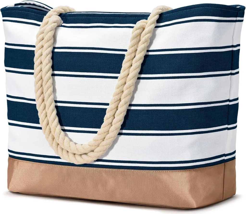 Sac de plage étanche avec fermeture éclair et rayures marines 45L