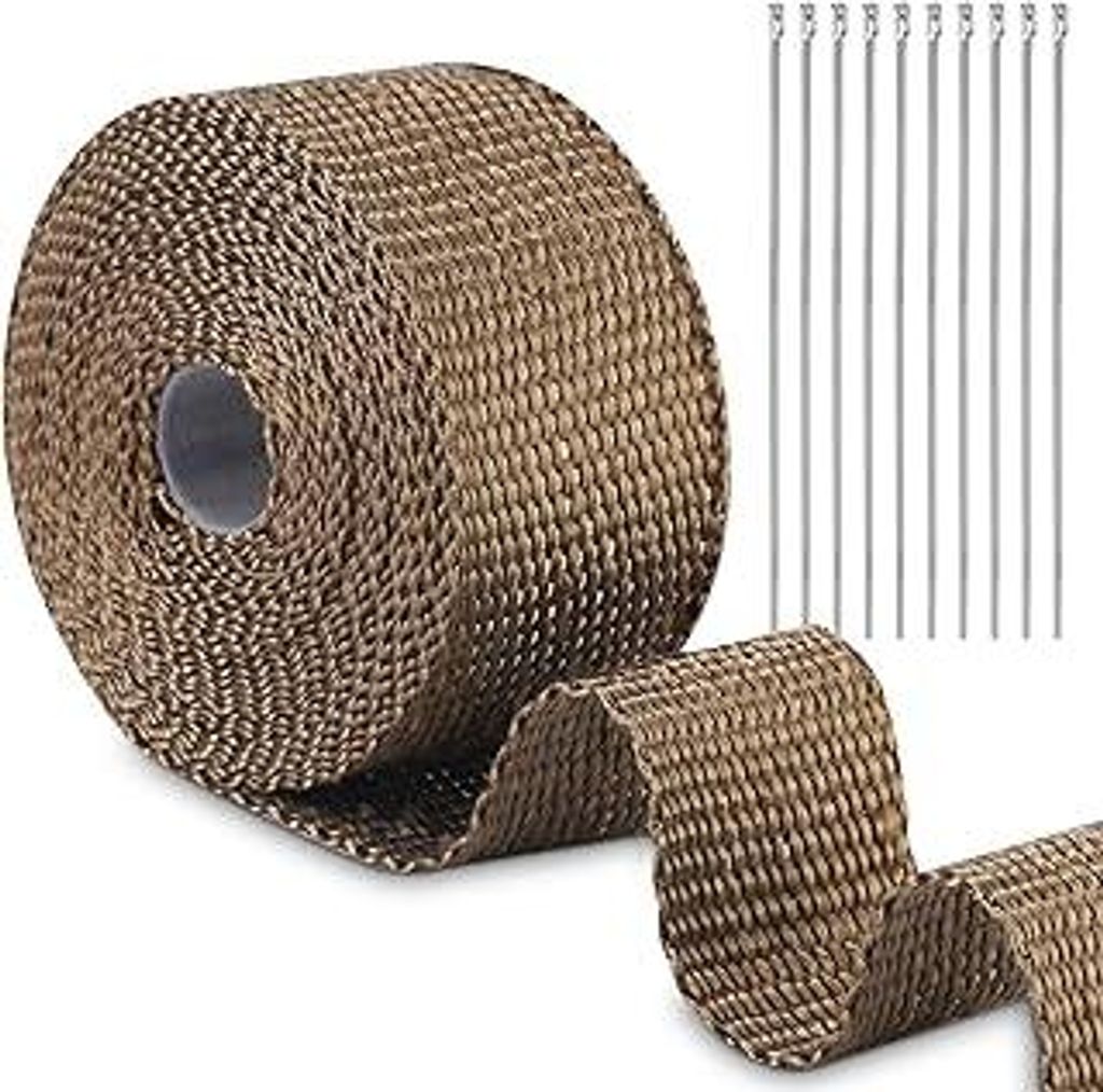 5M×50mm Hitzeschutzband Auspuff, Auspuff Dichtband, Motorrad Auspuff Mit 10 Kabelbinder Edelstahl, Auspuff Dichtband Für Motorrad