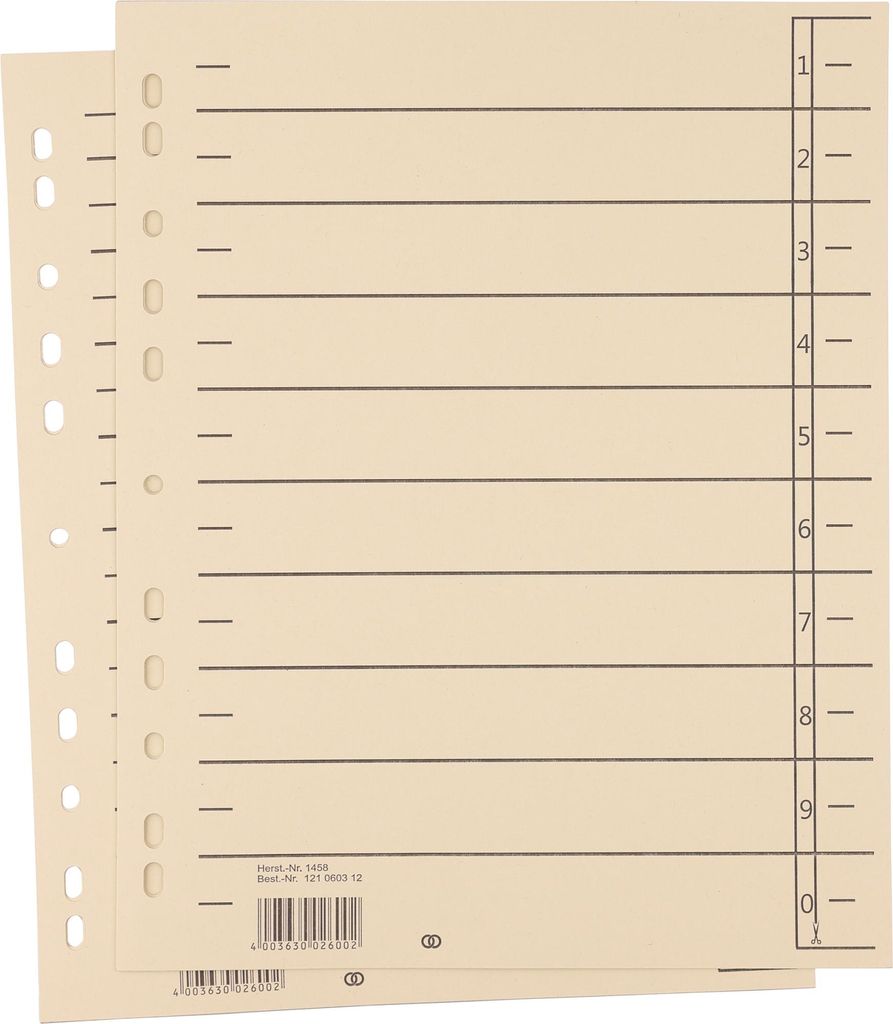 Trennblatt oeco 1458 A4 230g Karton chamois 100 Stück Packung mit 10 Stück