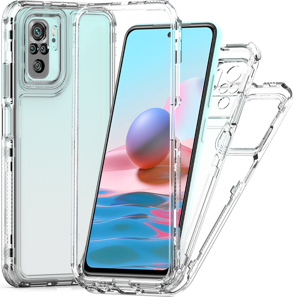 Transparente Handyhülle für Xiaomi Redmi Note 10 4G / Note 10s Stoßfeste TPU und PC Hybrid Klar Hülle