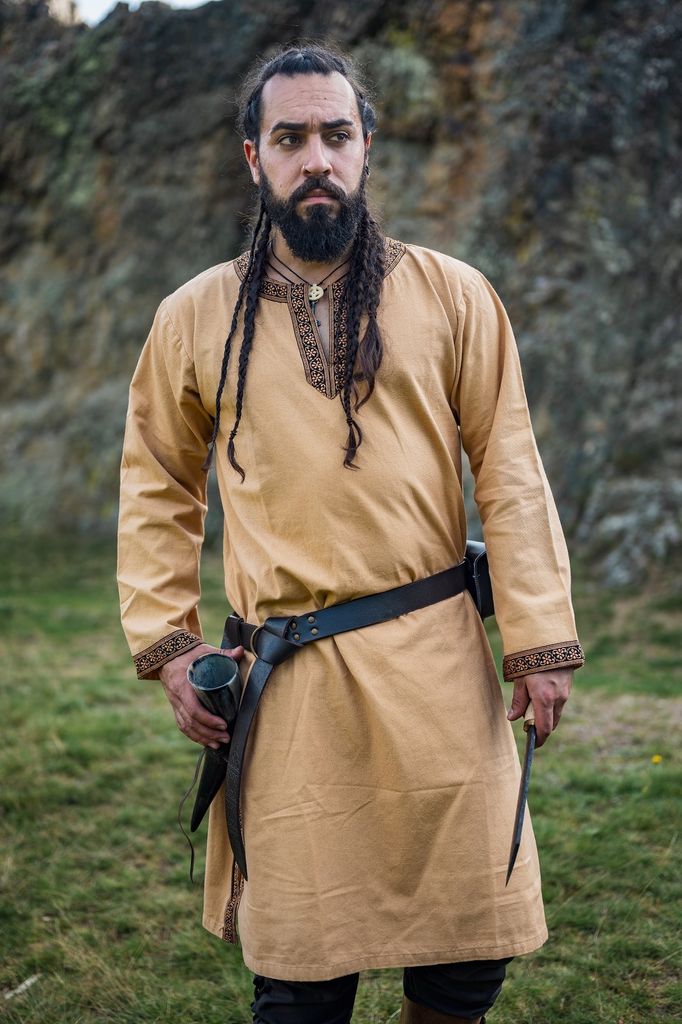 Tunika mit Bordüre Honigbraun "Halvor" XXL