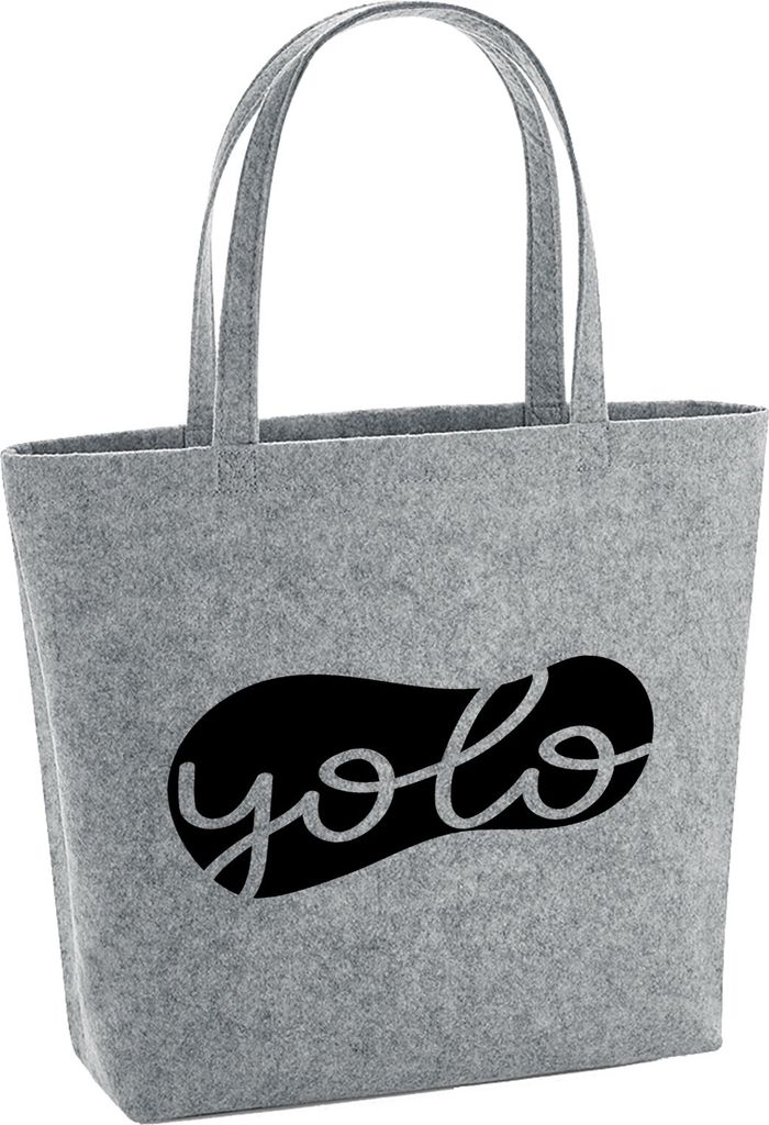 Huuraa Filzshopper YOLO you only live once 22 Liter Grey Melange Filztasche Geschenkidee
