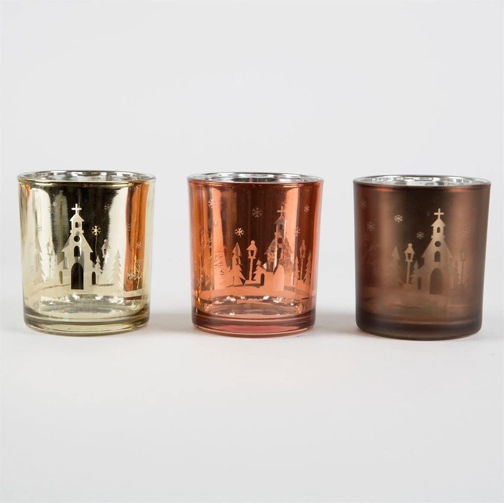 Sass und Belle Glas Teelichthalter – Warm Winter Scene Produktbild 