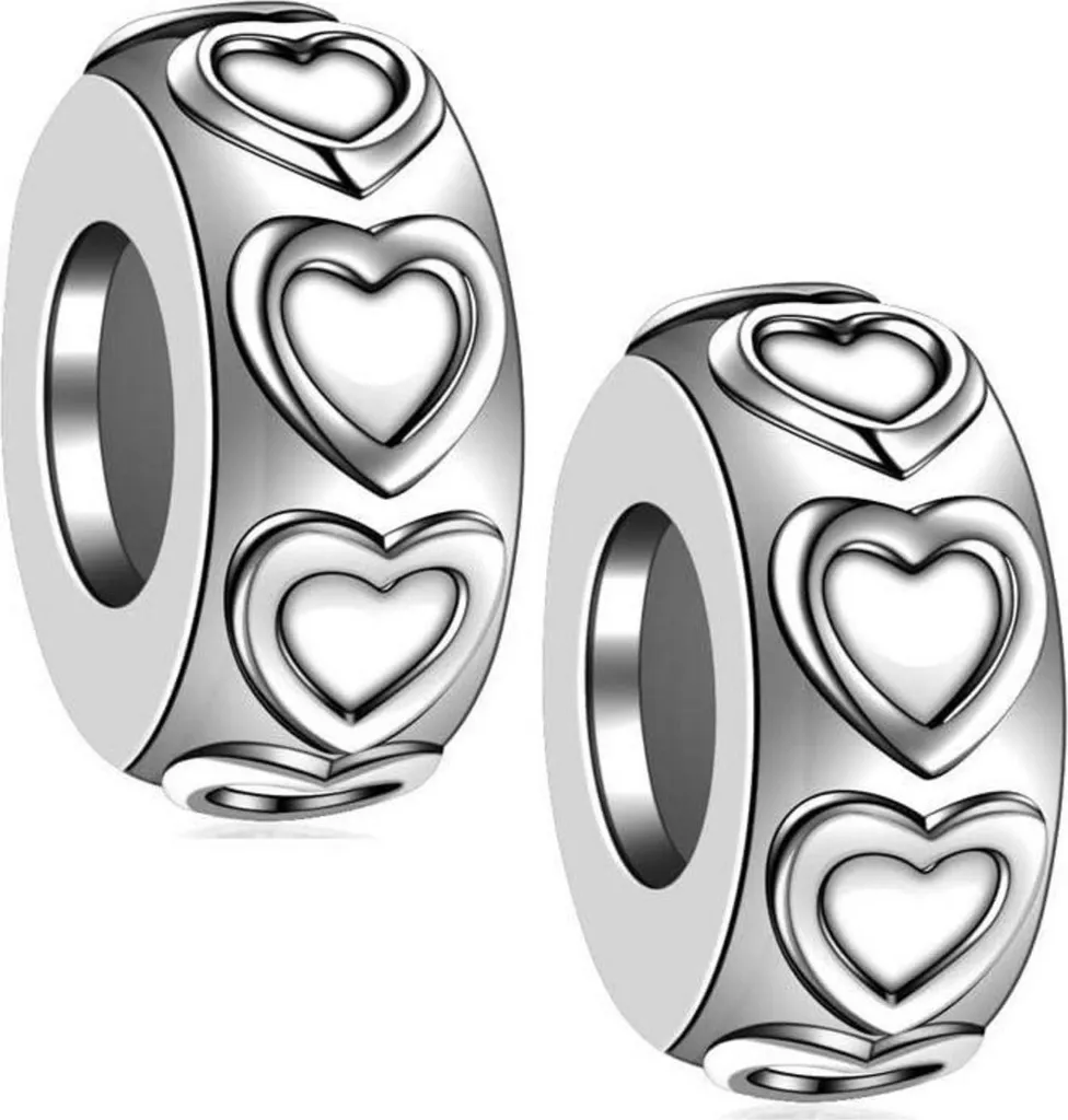 2 Distanziatori Stopper in Argento 925 e Silicone per Charms