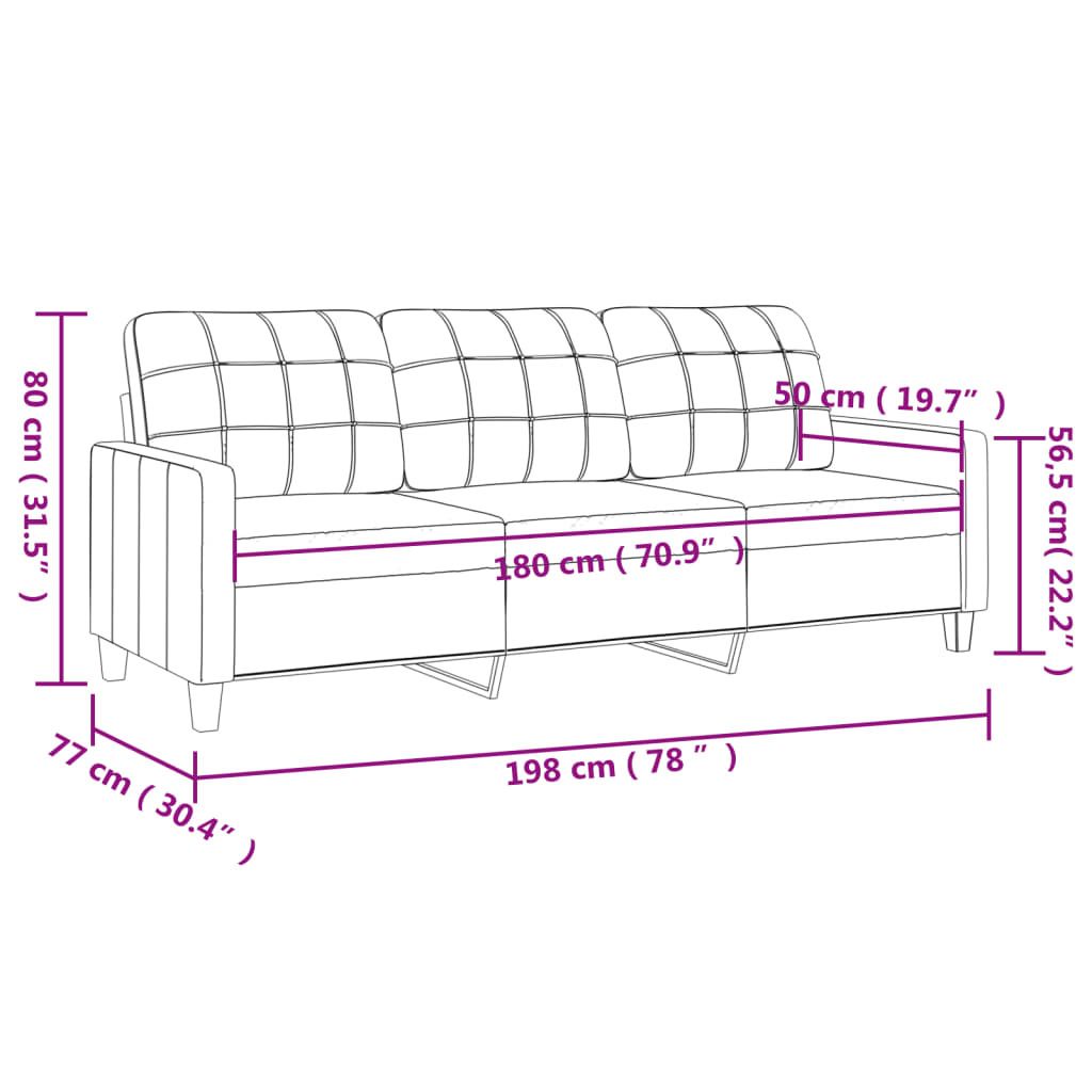 vidaXL 3-Sitzer-Sofa Schwarz 180 cm Kunstleder Produktbild 1