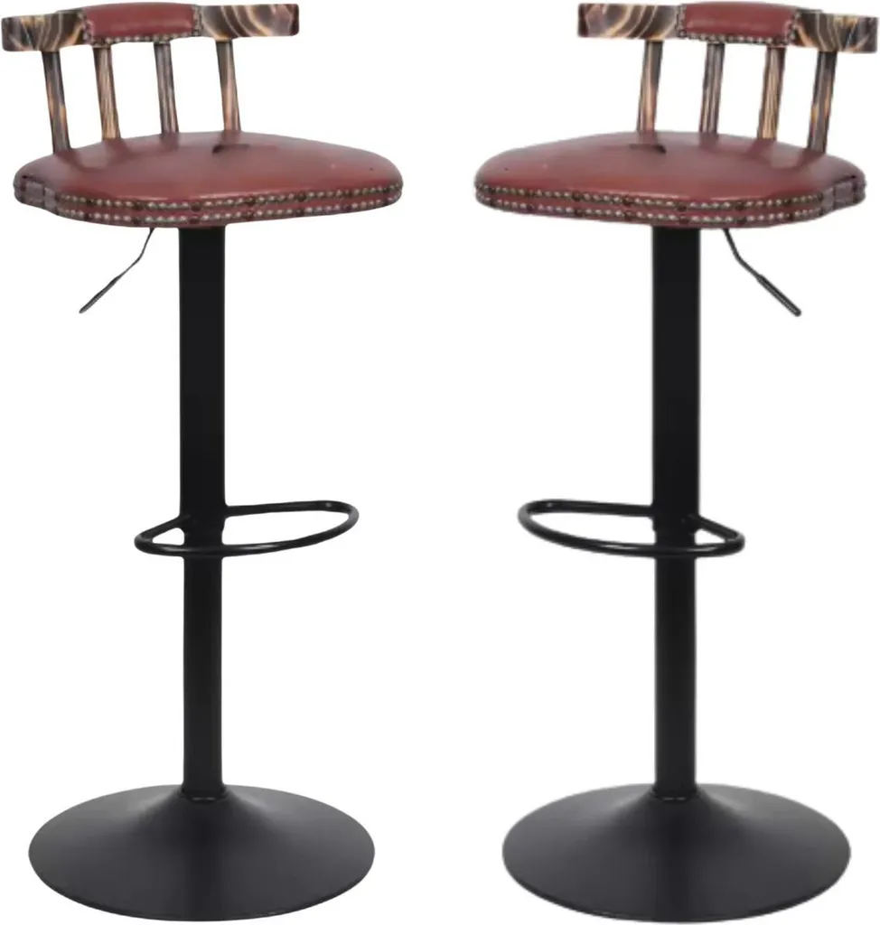 Chaise de Bar Pivotante en Cuir PU Marron et Dossier Confort - Set de 2