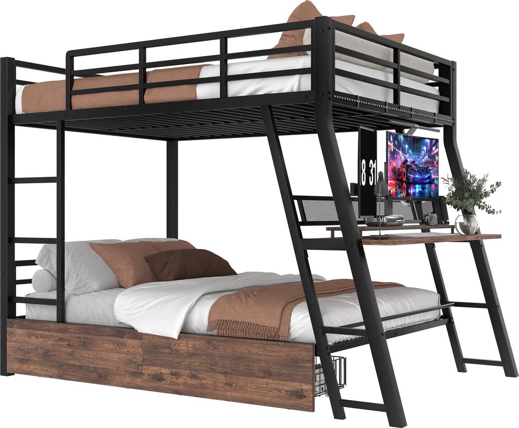 Merax Etagenbett Hochbett 140x200 cm, Kinderbett mit Produktbild 