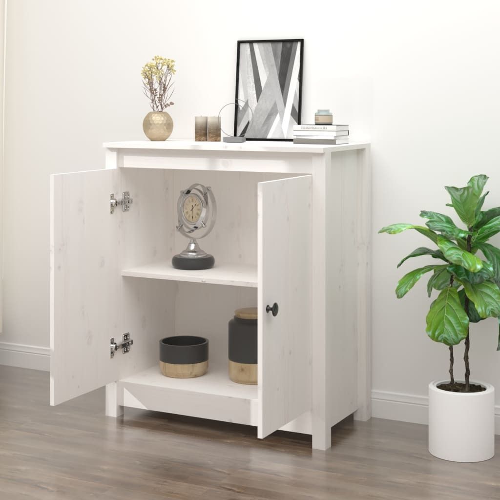 "2026 Aktion"Sideboard - praktischem Design - Wohnzimmerschrank - Kommde für Flur - Weiß 70x35x80 cm Massivholz Kiefer DEMöbel 7277521