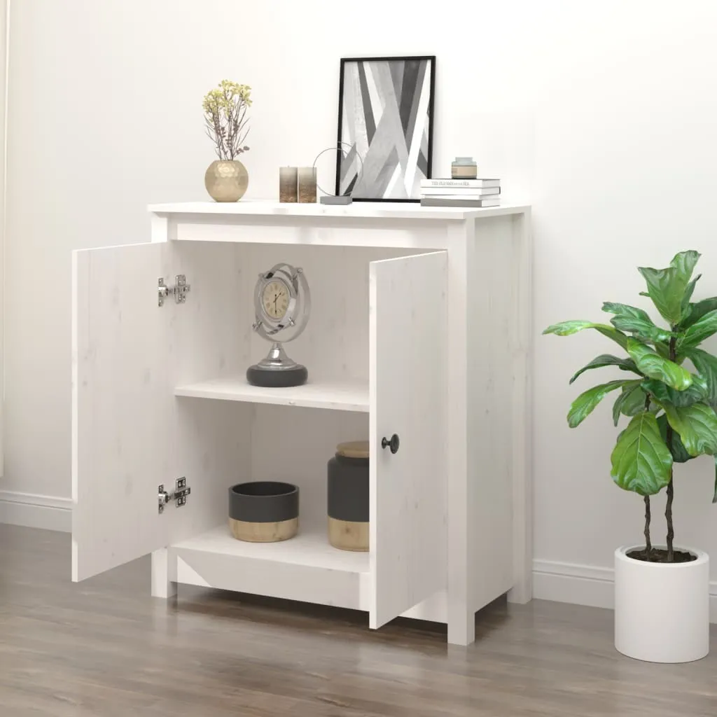Mobile Credenza Legno Massello Bianco 70 cm - Design Scandinavo Economico - 3