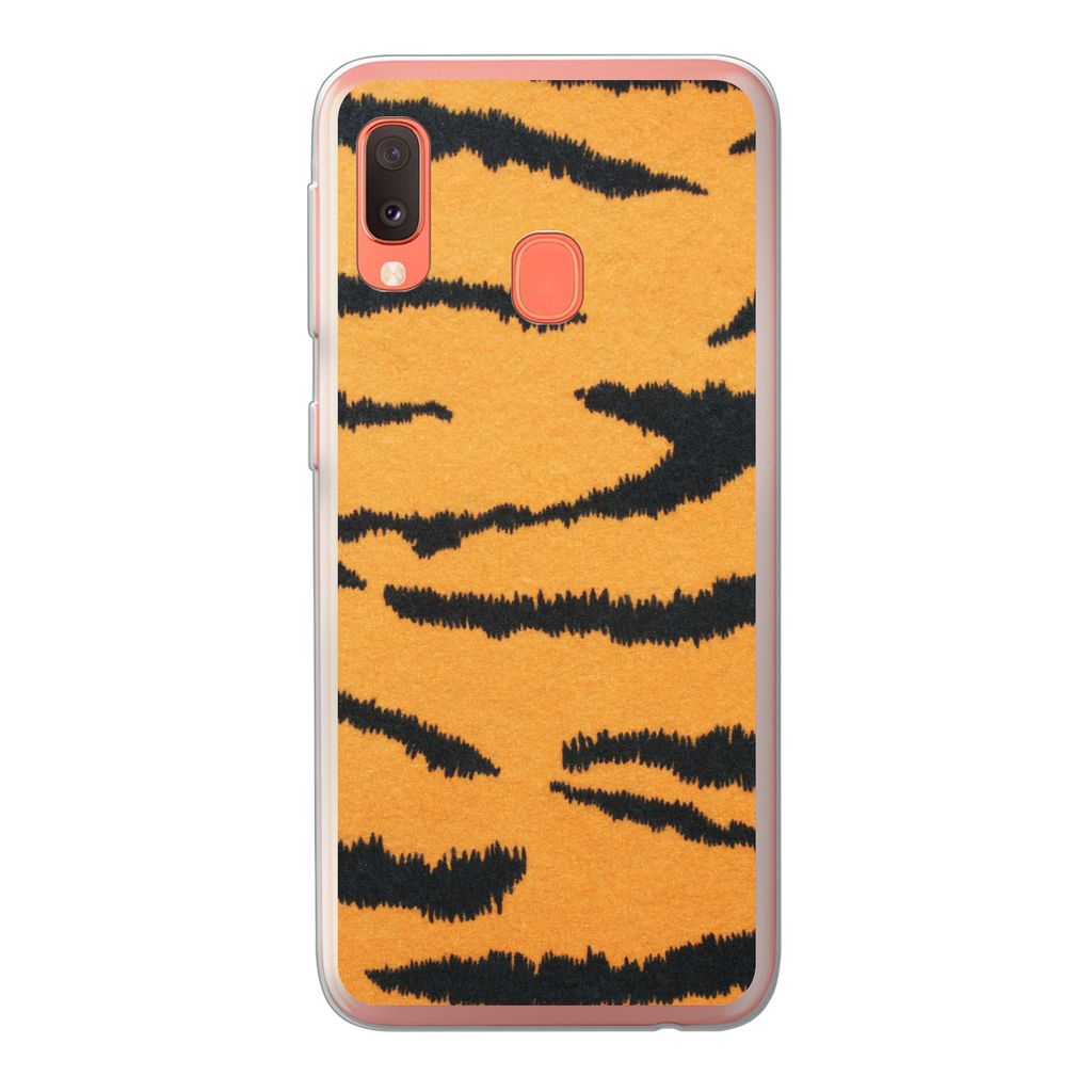 MuchoWow Handyhülle Schutzhülle Hülle für Samsung Galaxy A20e Tigerdruck - Braun - Orange Silikon Softcase Handy Hülle - Abdeckung