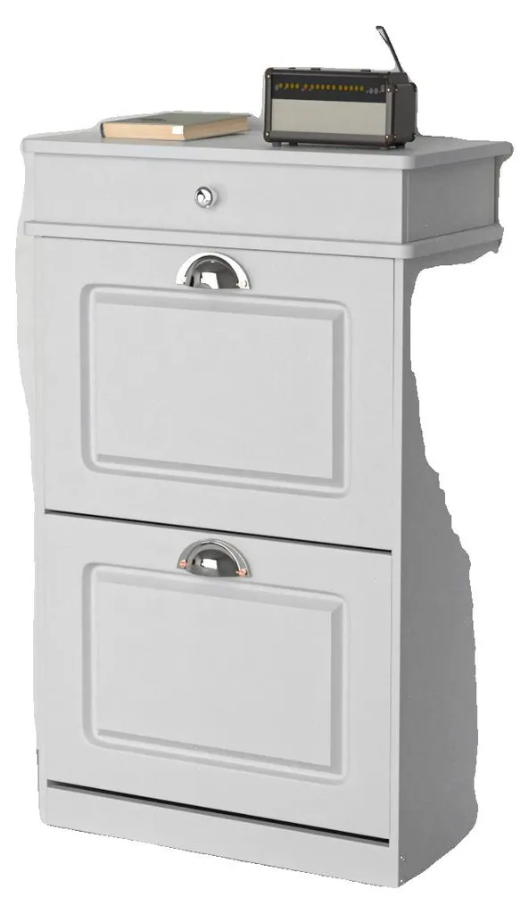Organisateur de chaussures blanc pour petite entrée, meuble gain de place
