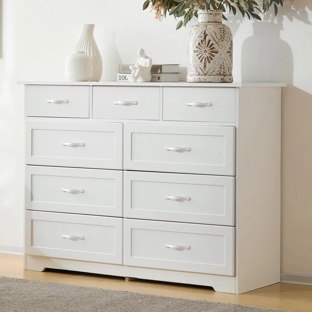 Commode Robuste 9 Tiroirs avec Sécurité Anti-basculement AIORBER Blanche - 2