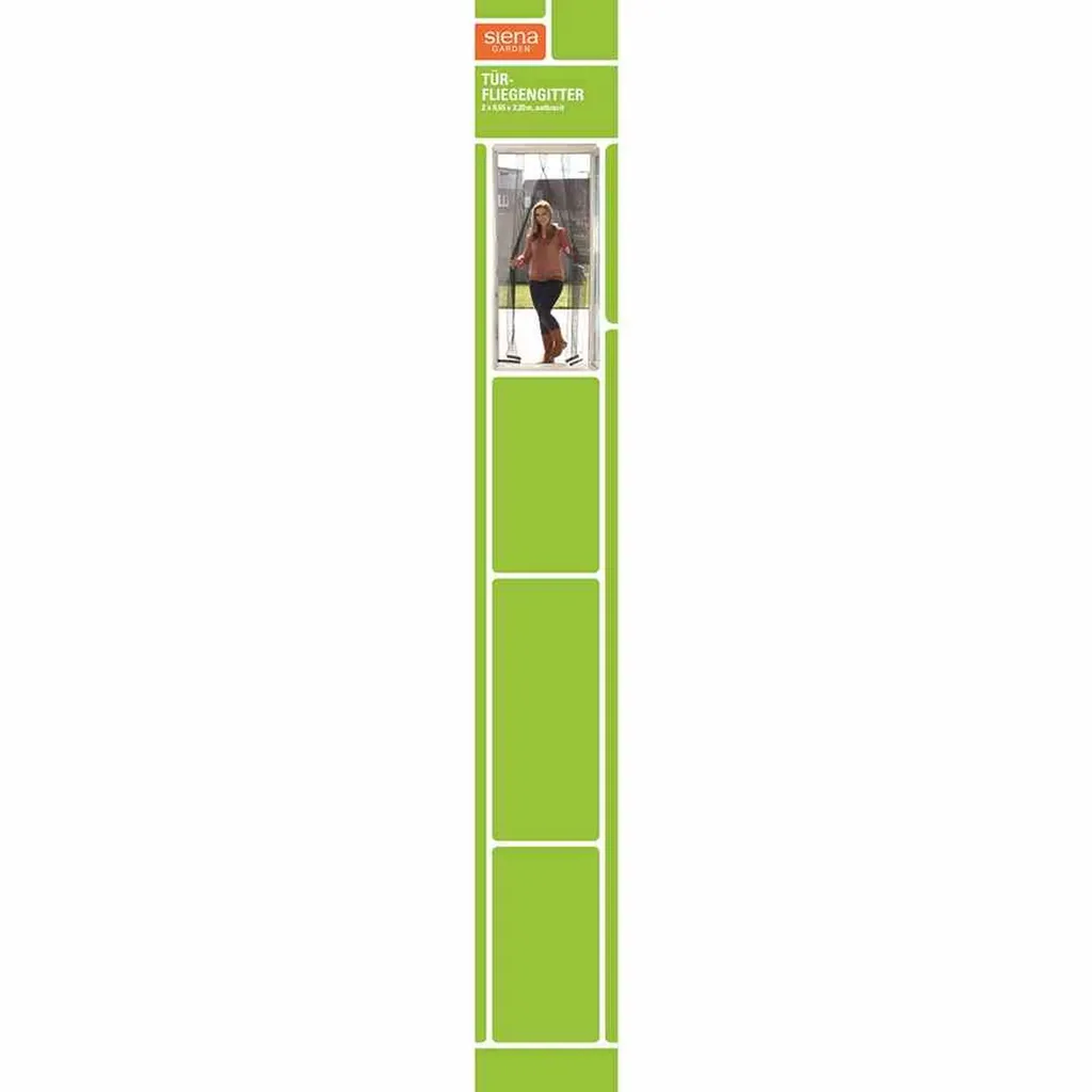 Moustiquaire porte 2,20x1,20m en fibre de verre résistante aux UV noir