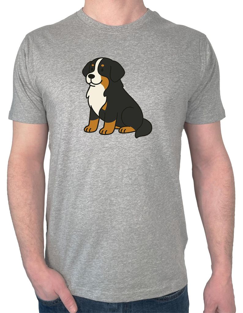 Huuraa Herren T-Shirt Berner Sennenhund Comic Berner XL Sport Grey Bio Baumwolle Fairtrade Herrenshirt Geschenkidee