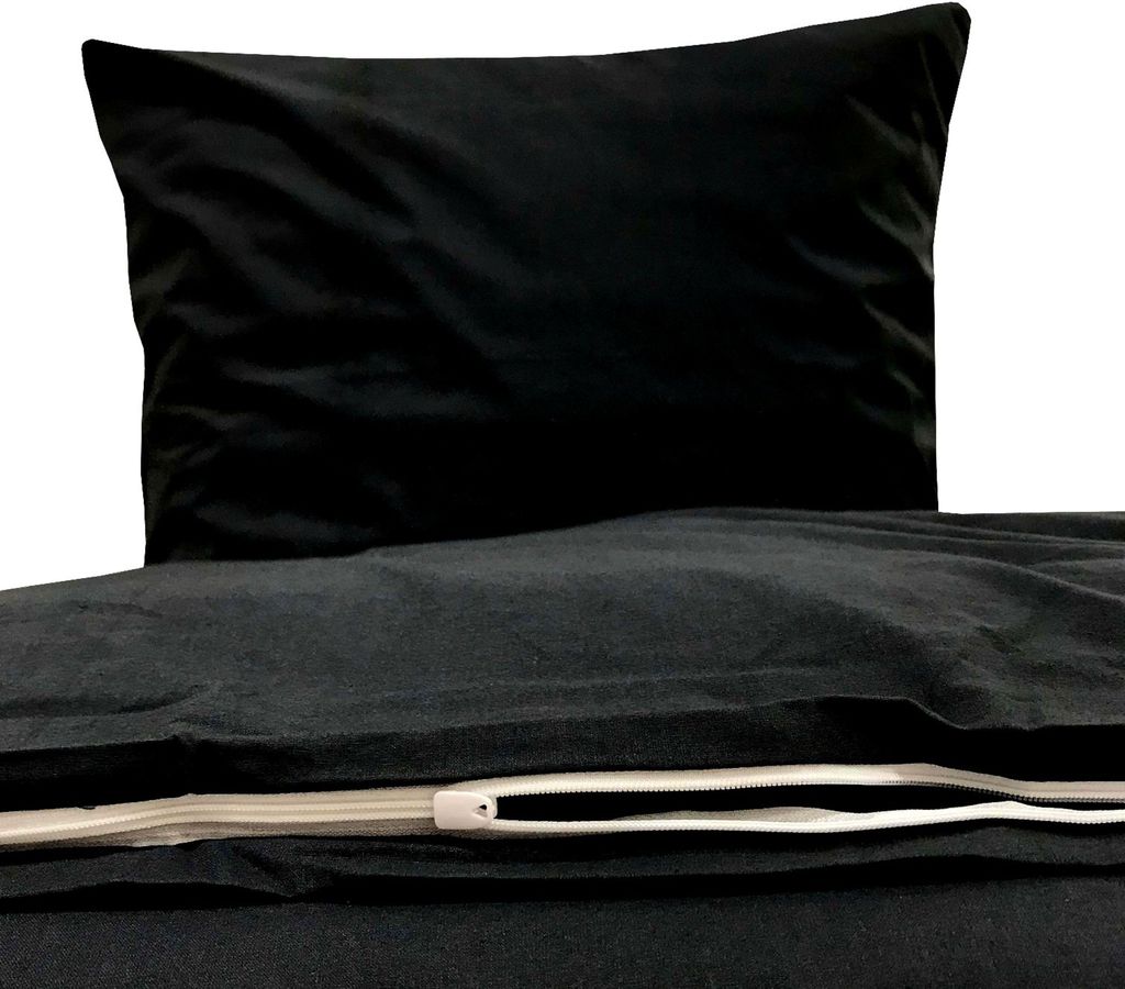 4 teilige Uni Bettwäsche 135 x 200 cm schwarz Einfarbig Produktbild 3