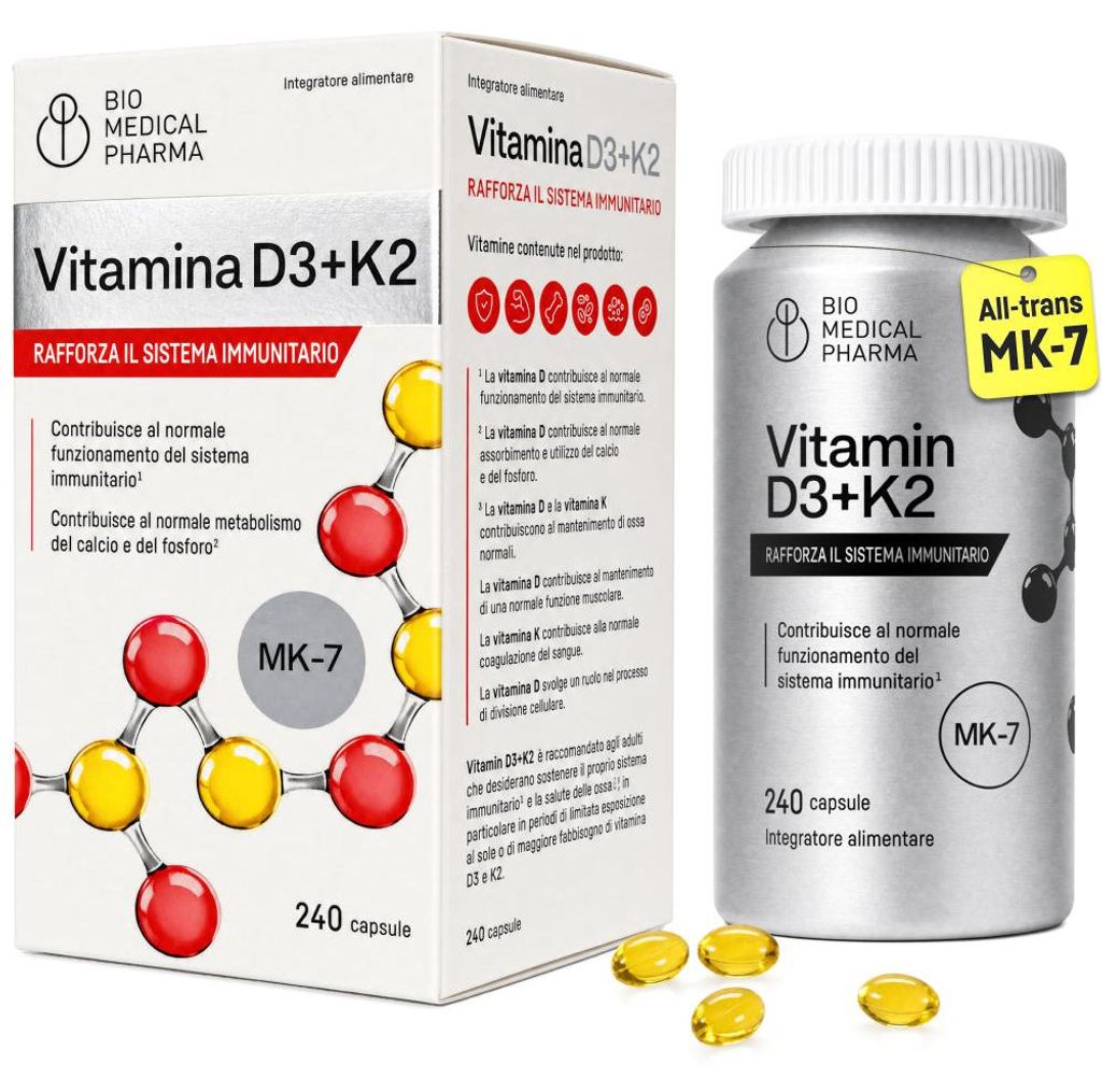 Vitamina D3 K2 5000 UI Alto Dosaggio - 240 Softgel, K2 MK-7 Immagine del prodotto 