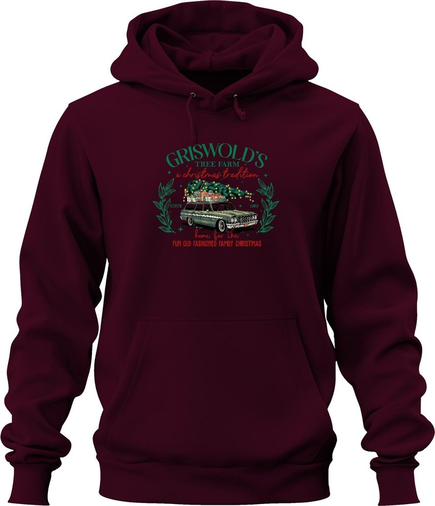 Griswold's Tree Farm Christmas Tradition - Weihnachten Xmas Uni Hoodie Kapuzenpullover, Burgundy, S