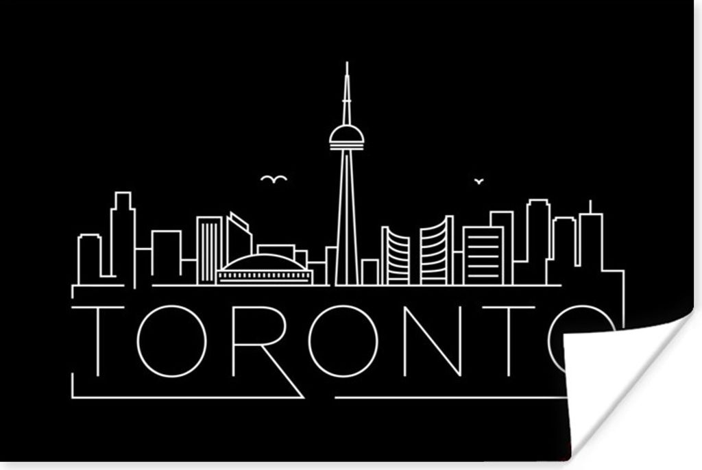 MuchoWow Poster Stadtbild "Toronto" auf schwarzem Hintergrund 180x120 cm - Fotoplakat